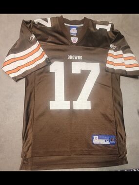 Reebok Brown, White & Orange #17 Football Jersey